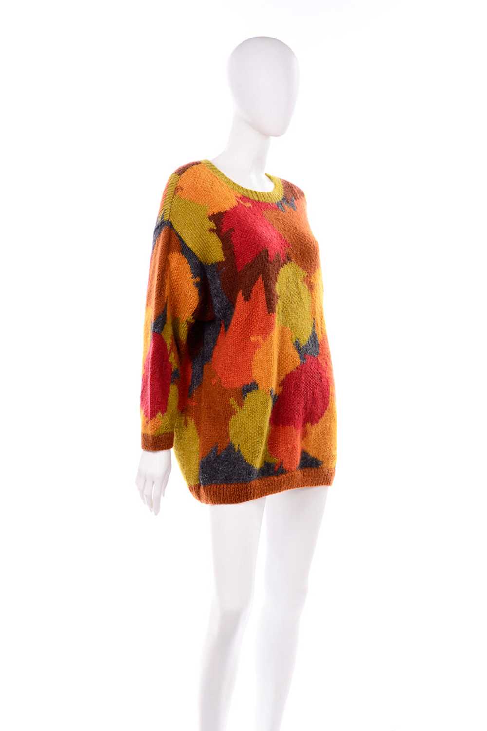 Anne Klein Vintage Mohair Fall Leaf Print Sweater… - image 3