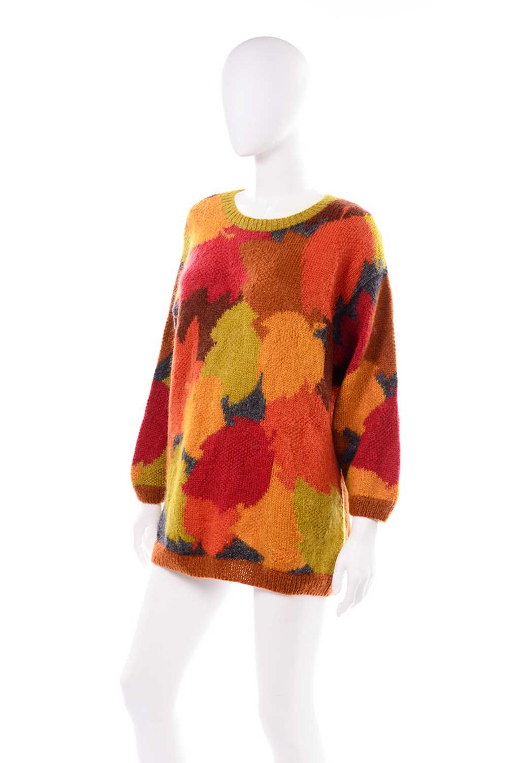Anne Klein Vintage Mohair Fall Leaf Print Sweater… - image 5