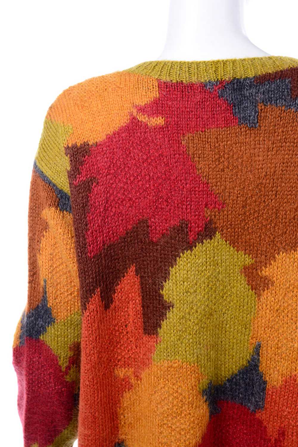 Anne Klein Vintage Mohair Fall Leaf Print Sweater… - image 6