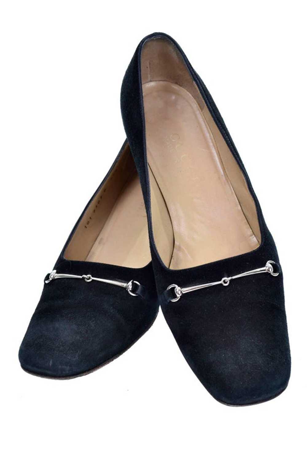 Black Suede Gucci Shoes w/ Silver Horsebit in Ori… - image 1