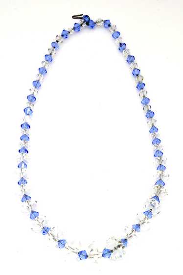 Blue and Clear Crystal 1930's Vintage Necklace Uni