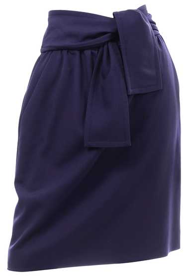 Chloe Navy Blue Wool Skirt w Attached Sash Style B