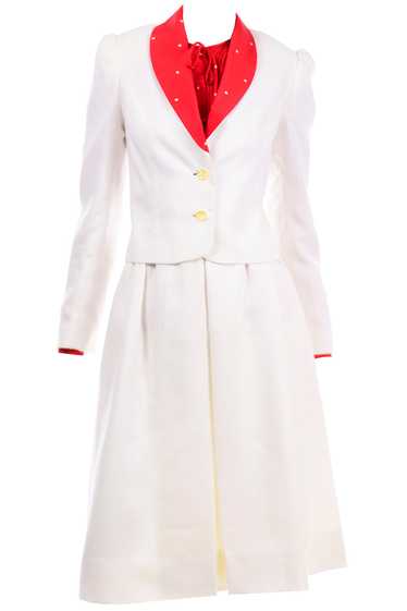 David Hayes Vintage Ivory Skirt & Jacket Suit With
