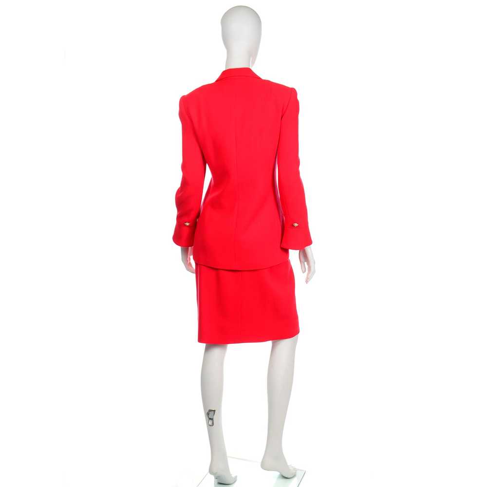 David Hayes Vintage Red Skirt Suit w Rhinestone B… - image 4
