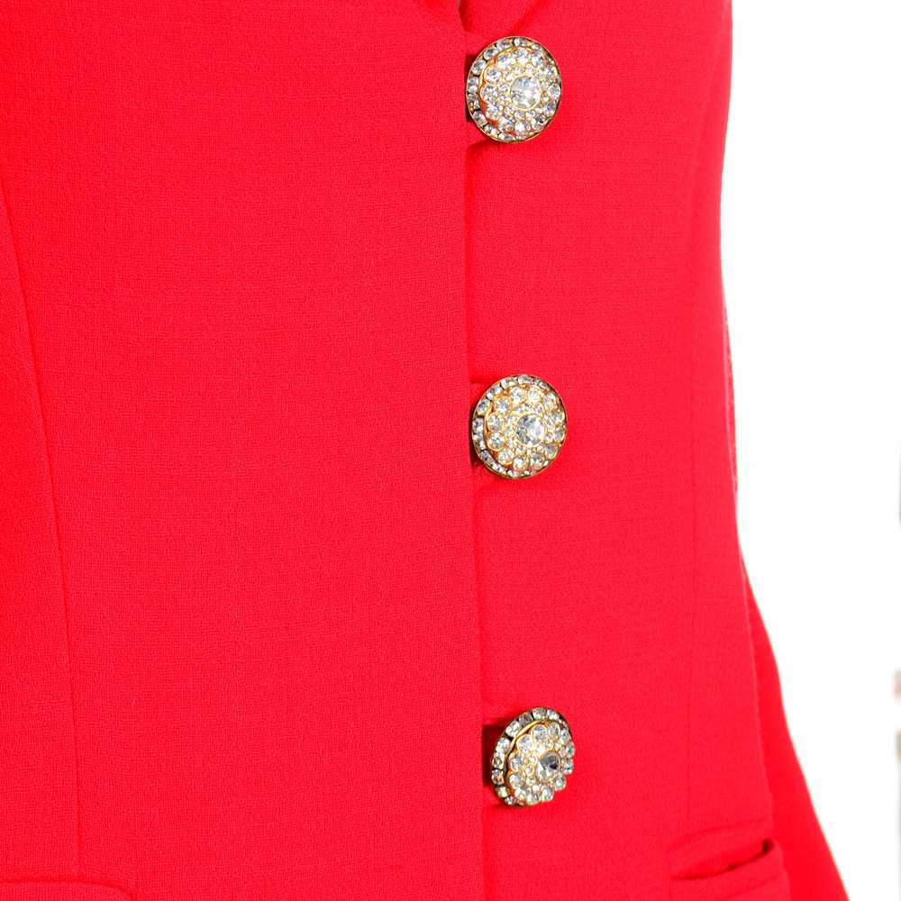 David Hayes Vintage Red Skirt Suit w Rhinestone B… - image 6