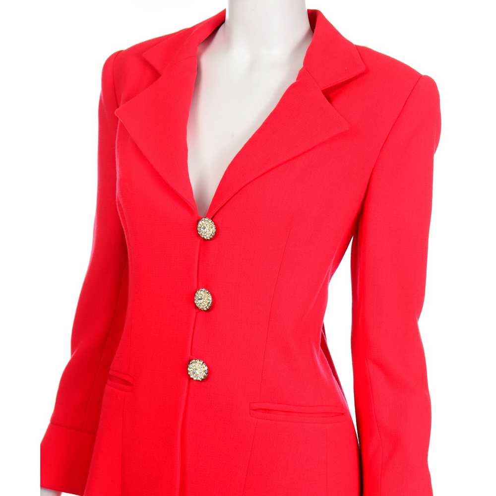 David Hayes Vintage Red Skirt Suit w Rhinestone B… - image 8