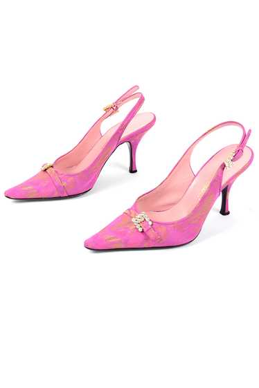 Dolce & Gabbana Pink & Gold Slingback Heels w Rhin