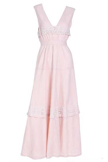 Edwardian Pink Linen & Lace Vintage Lawn Dress - image 1