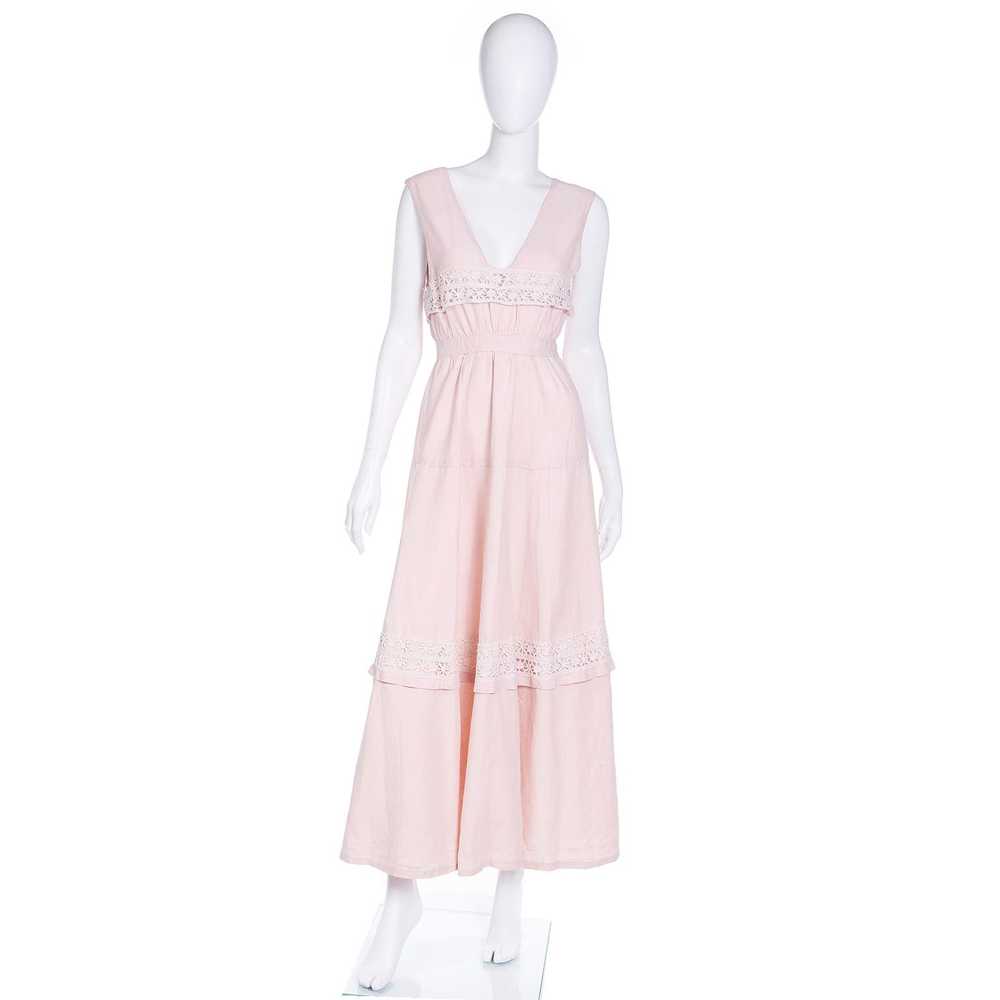 Edwardian Pink Linen & Lace Vintage Lawn Dress - image 2