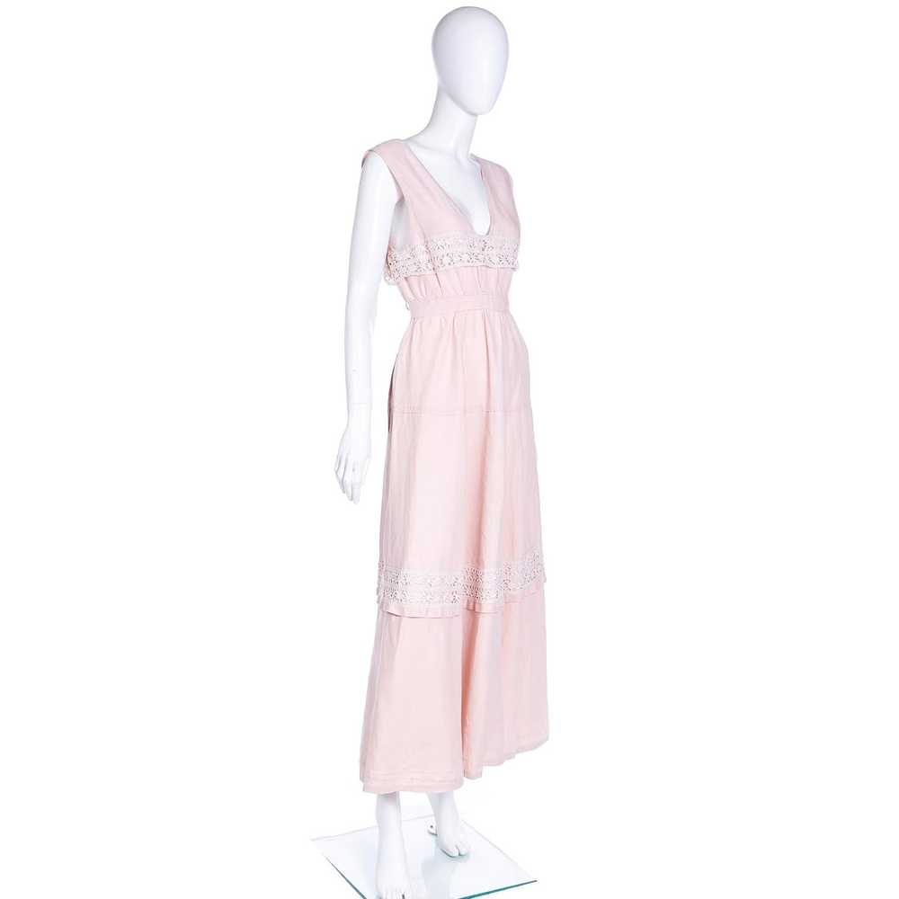 Edwardian Pink Linen & Lace Vintage Lawn Dress - image 3
