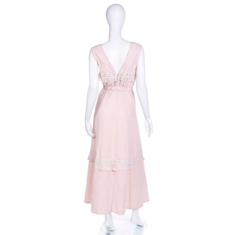 Edwardian Pink Linen & Lace Vintage Lawn Dress - image 4
