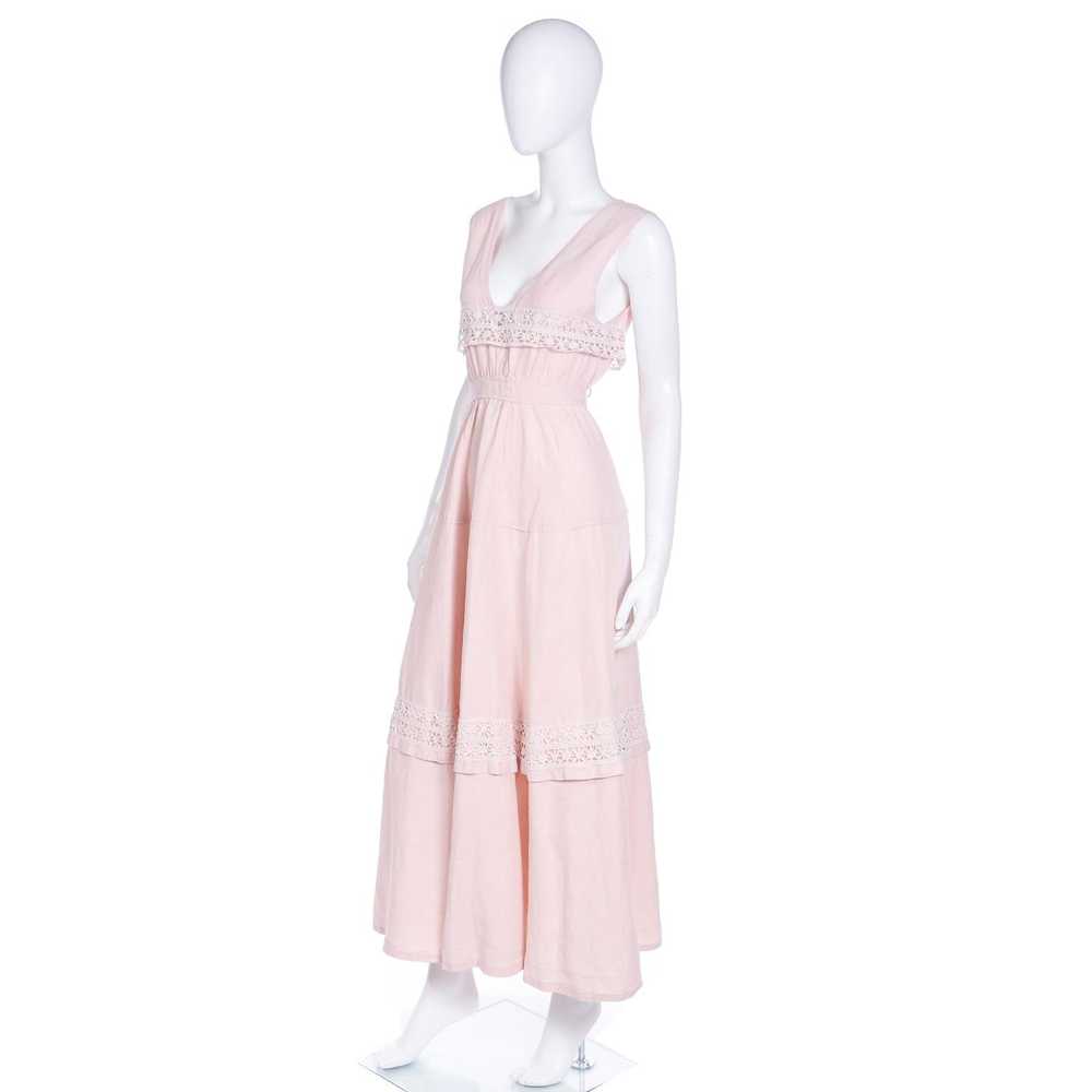 Edwardian Pink Linen & Lace Vintage Lawn Dress - image 5