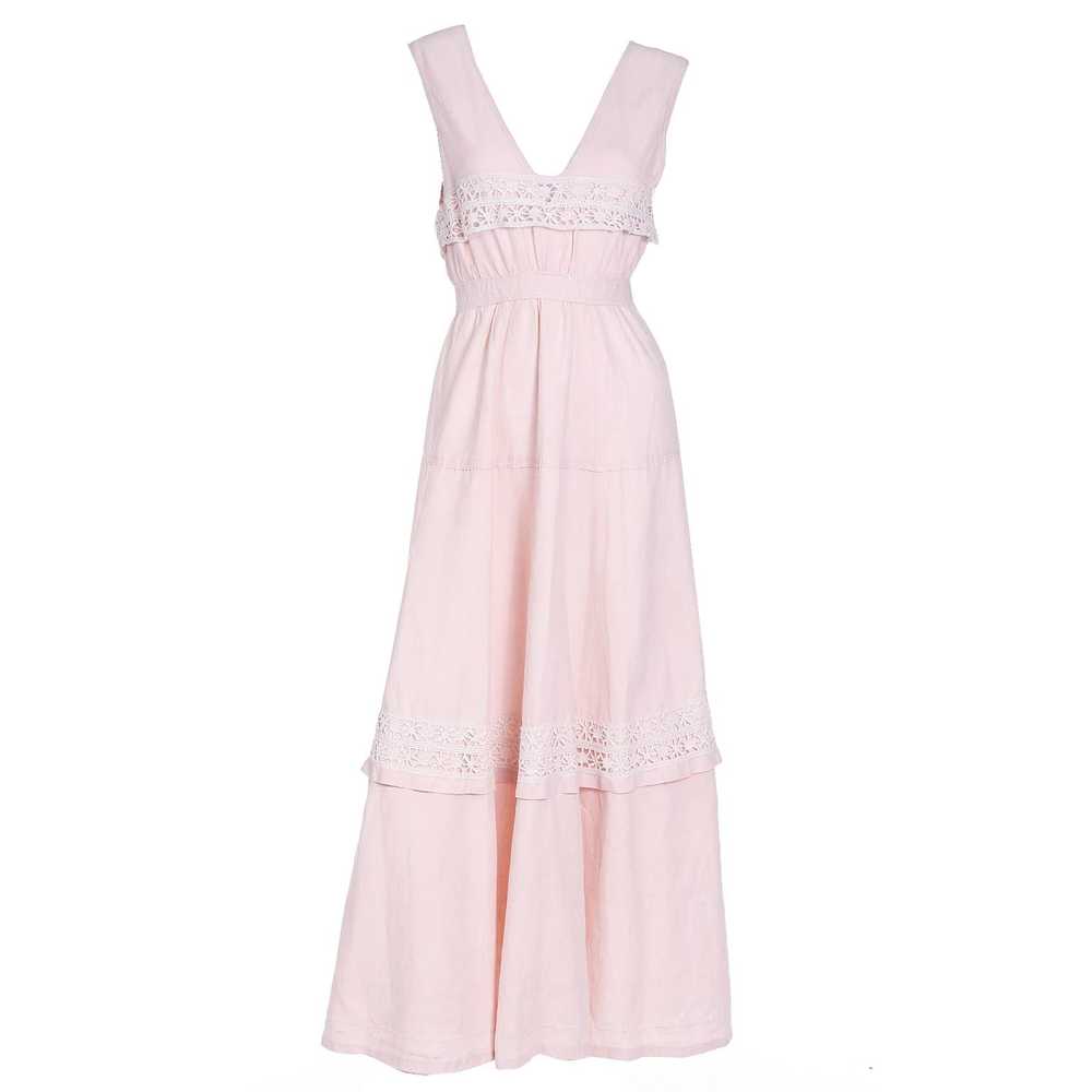 Edwardian Pink Linen & Lace Vintage Lawn Dress - image 9
