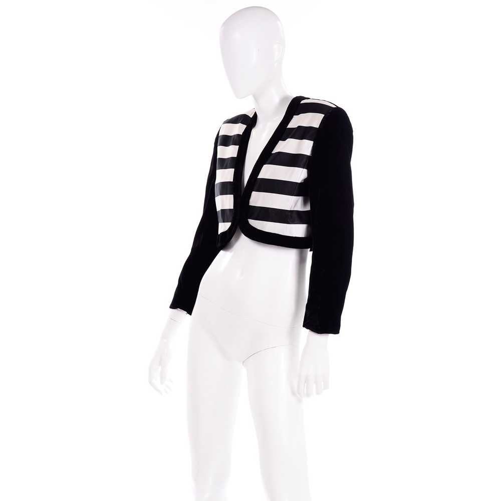 Escada Couture Black and White Striped Velvet Cro… - image 3