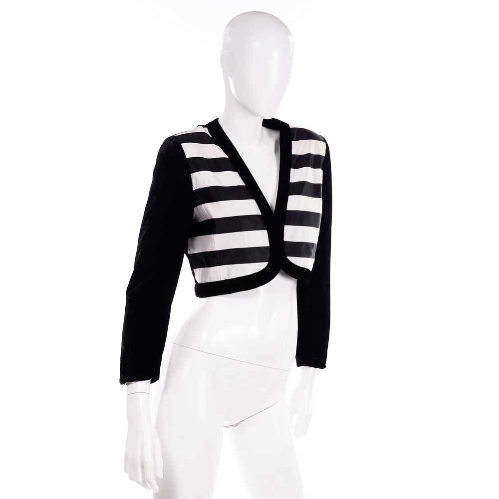 Escada Couture Black and White Striped Velvet Cro… - image 5