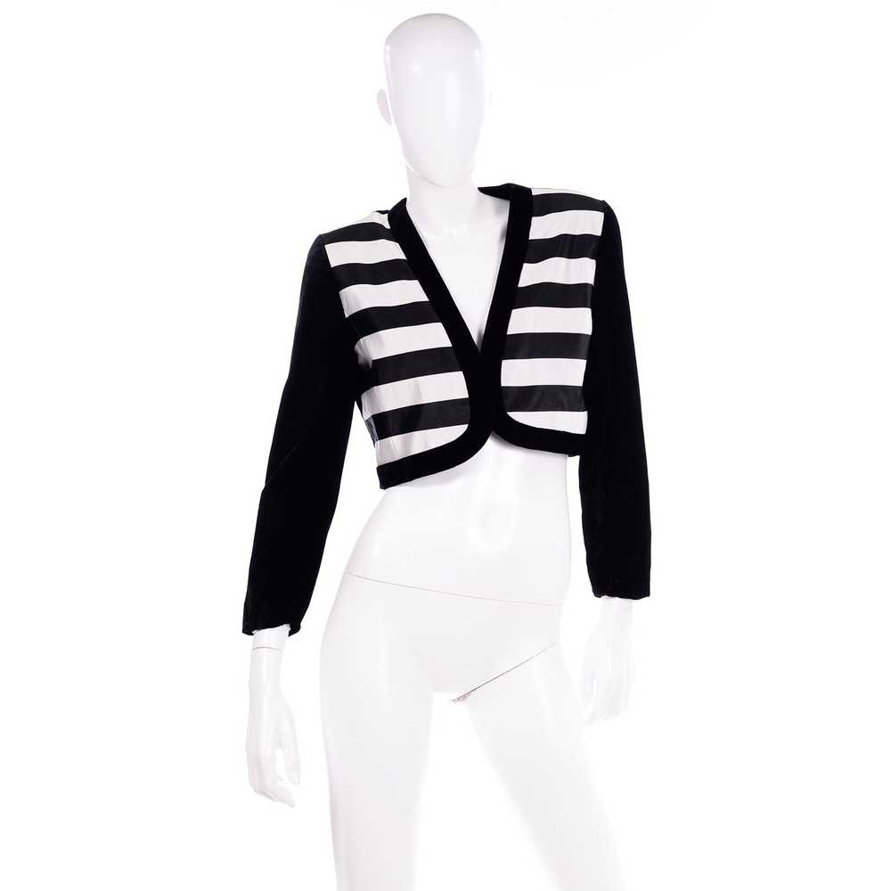 Escada Couture Black and White Striped Velvet Cro… - image 6