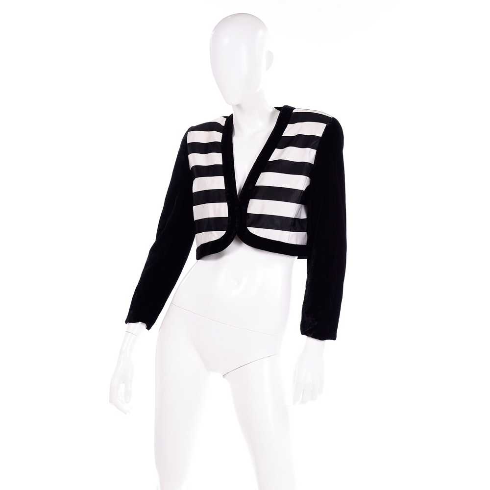 Escada Couture Black and White Striped Velvet Cro… - image 7