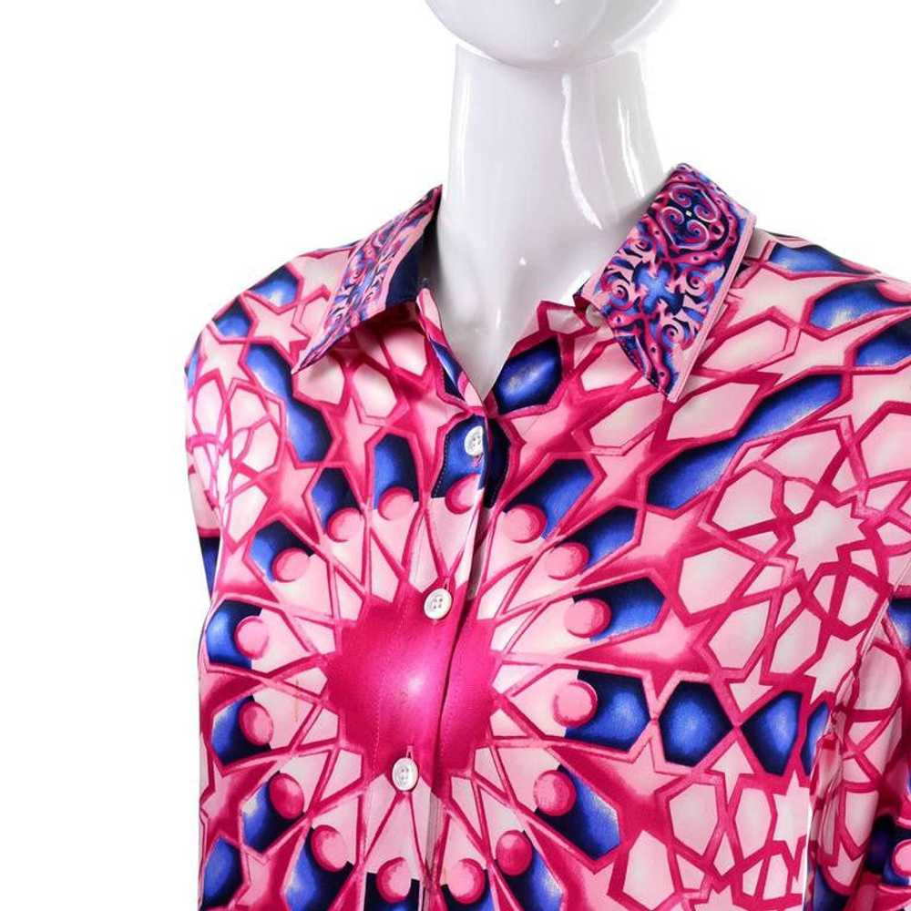 Escada Vintage Blouse in Radial Abstract Pink and… - image 4