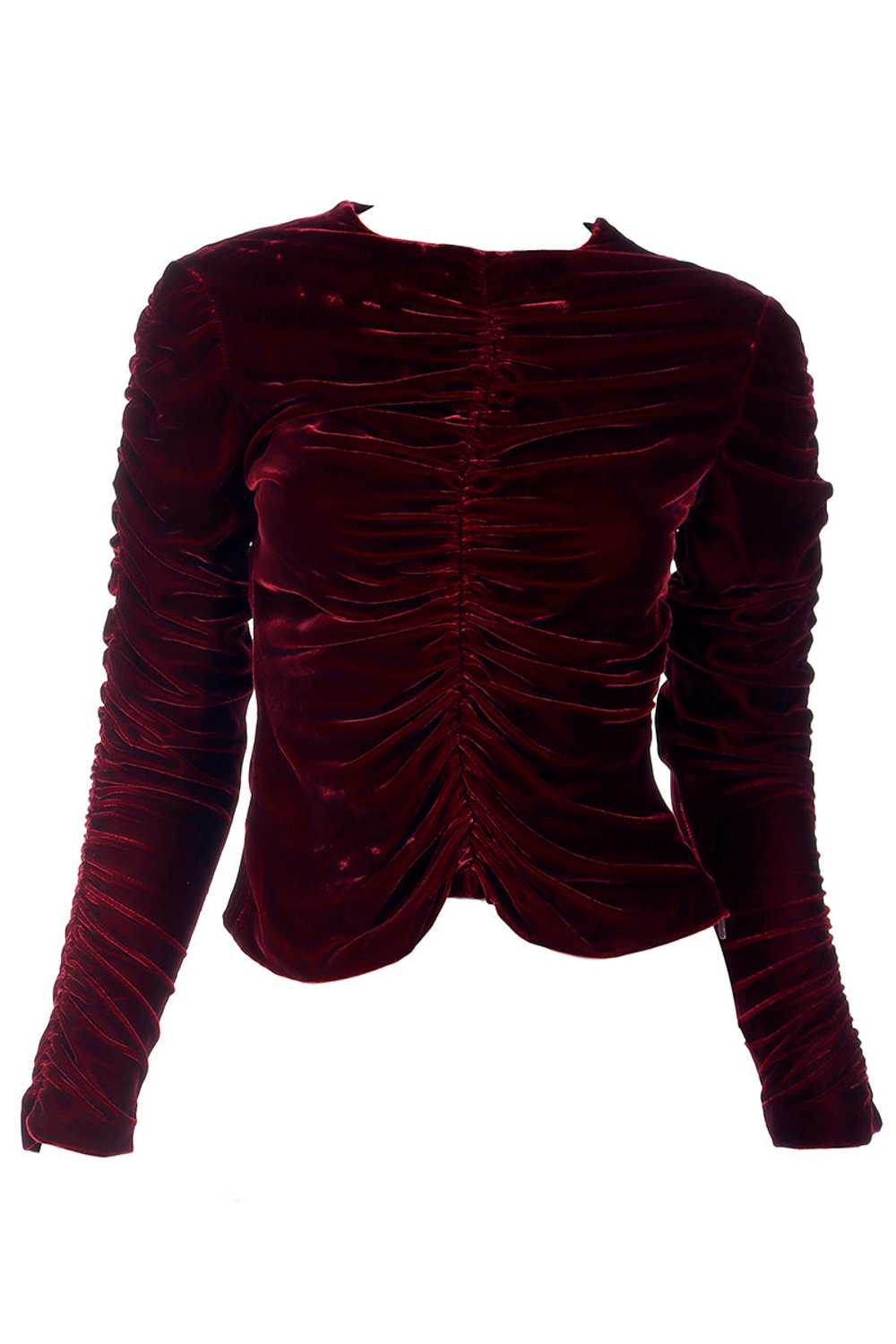 F/W 1999 Tom Ford For Gucci Deep Red Velvet Ruche… - image 1