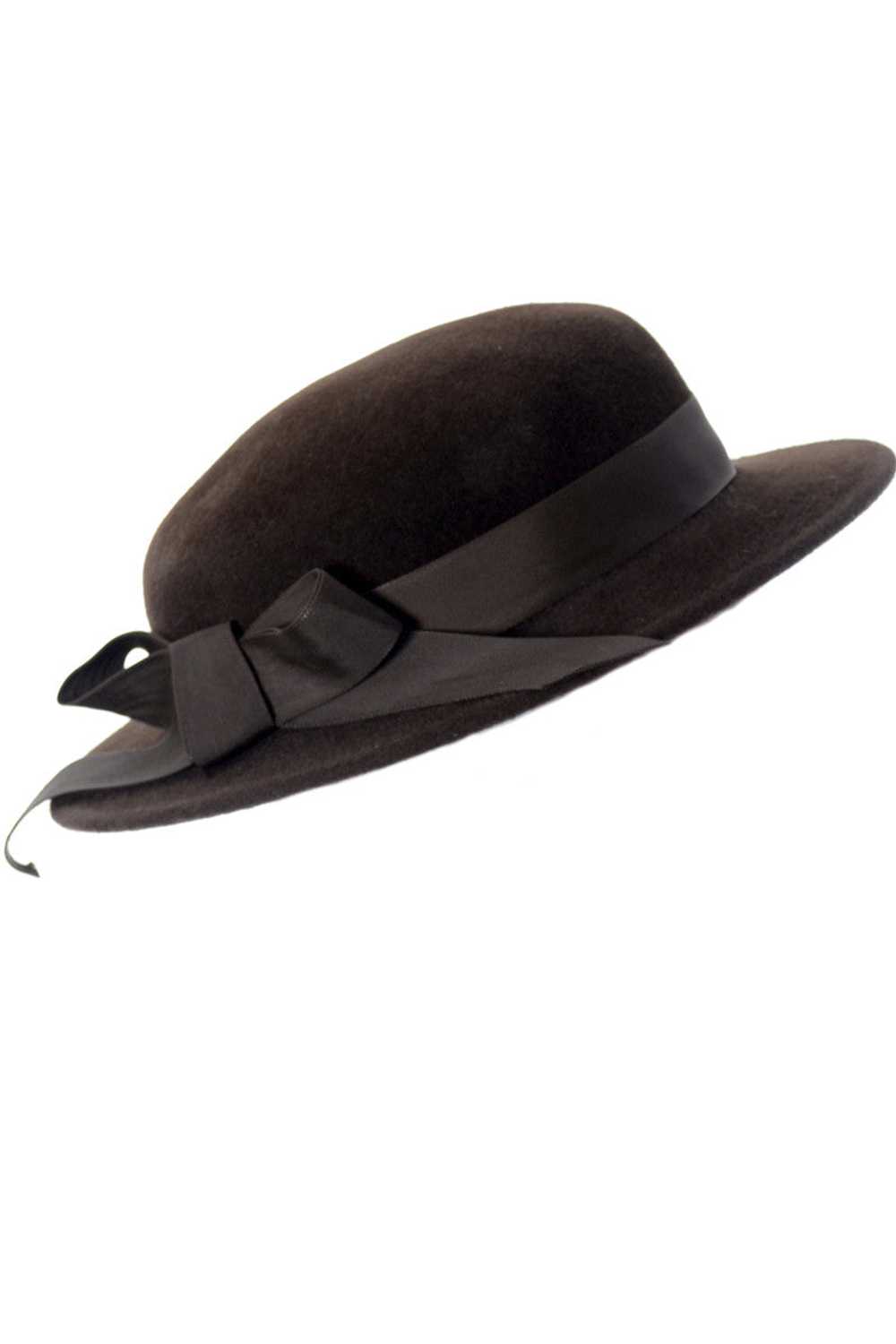 Frank Olive I Magnin Vintage Brown Wool Felt Hat - image 1