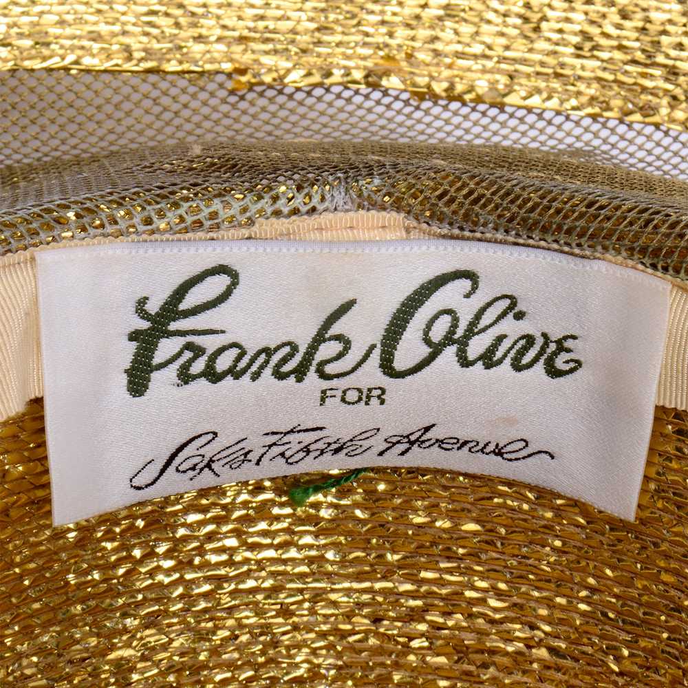 Frank Olive Vintage Gold Straw and Mesh Wide Brim… - image 10