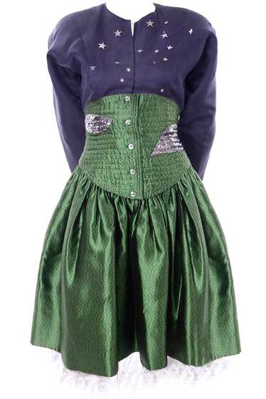 Geoffrey Beene Vintage Green High Waisted Skirt &… - image 1