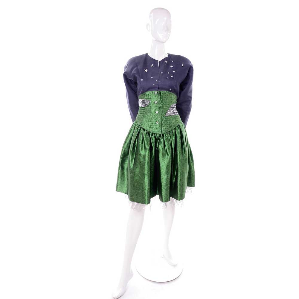 Geoffrey Beene Vintage Green High Waisted Skirt &… - image 2