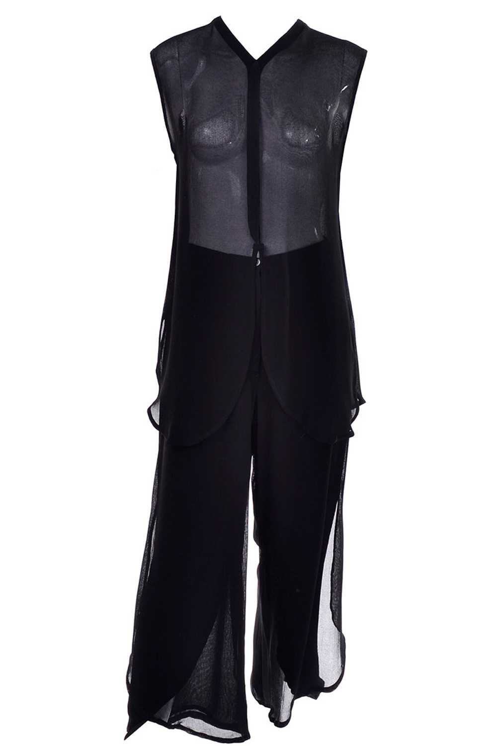 Giorgio Armani Black Sheer Crepe Evening Pants Tu… - image 1