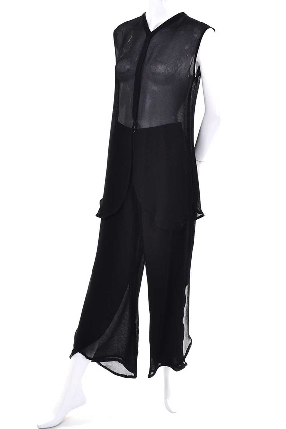 Giorgio Armani Black Sheer Crepe Evening Pants Tu… - image 2