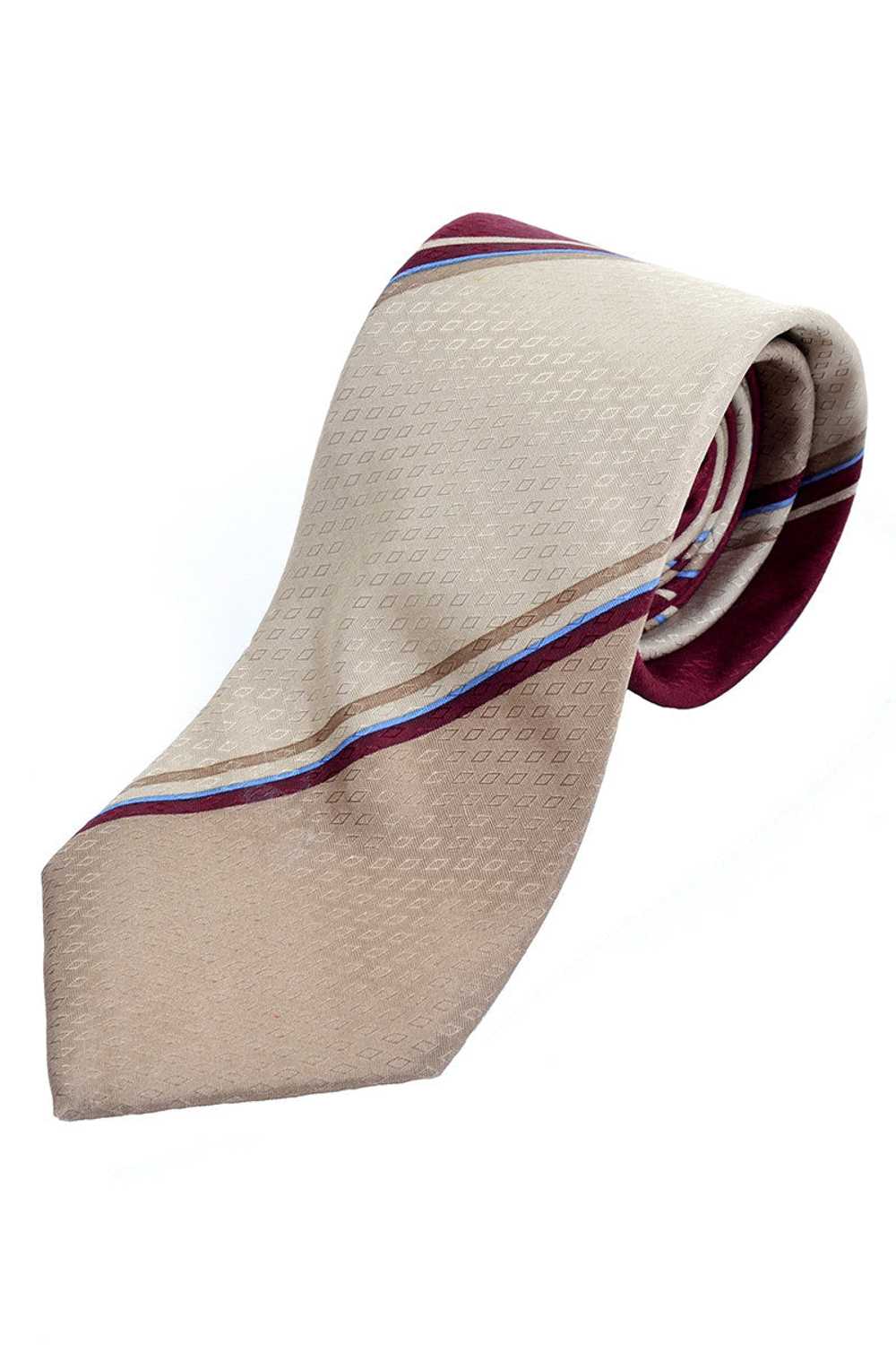 Givenchy Diagonal Stripe Vintage Silk Tie in Tan … - image 1