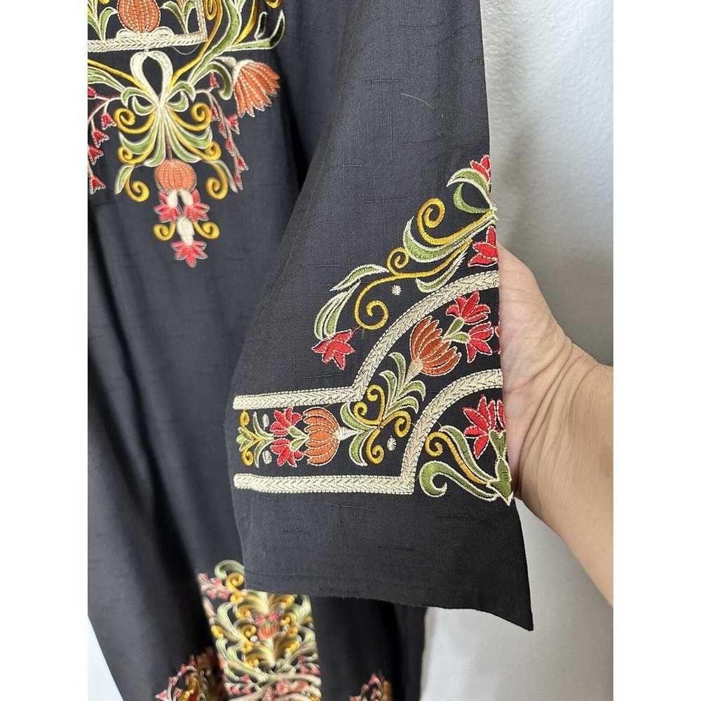 Unbranded Black Caftan Maxi Dress Multicolor Embr… - image 3