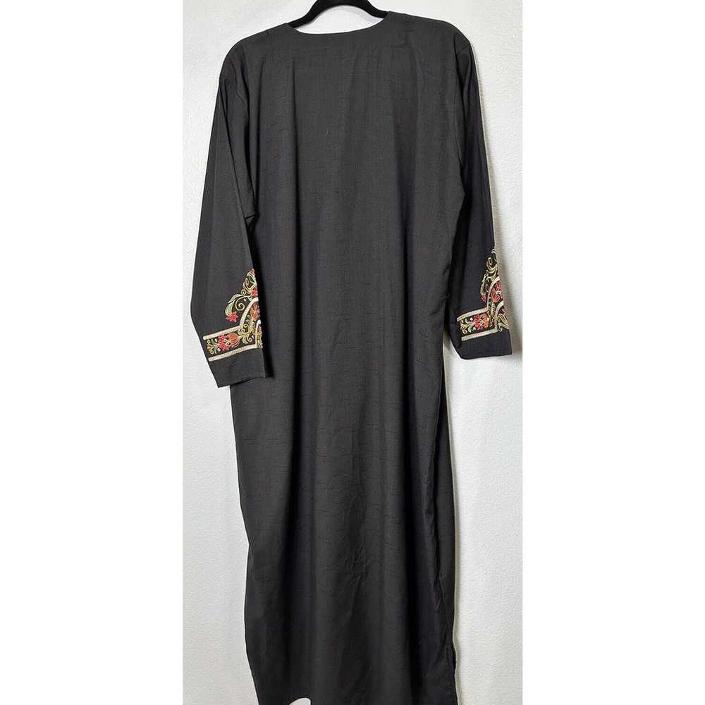 Unbranded Black Caftan Maxi Dress Multicolor Embr… - image 5