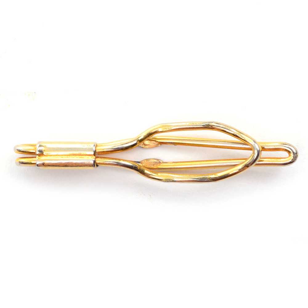 Gold Tone Open Front Vintage Tie Bar - image 3