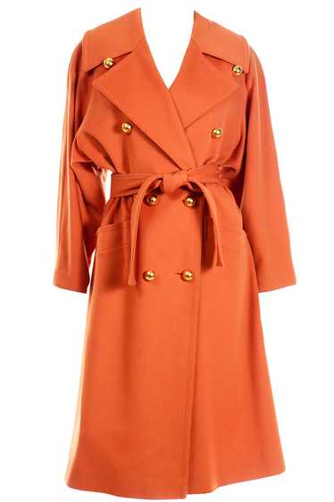 Guy Laroche Vintage Orange Cashmere Blend Coat Wit