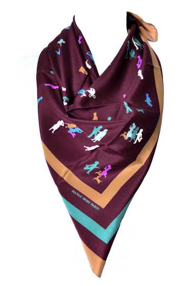 Hanae Mori Designer silk novelty print scarf - image 1