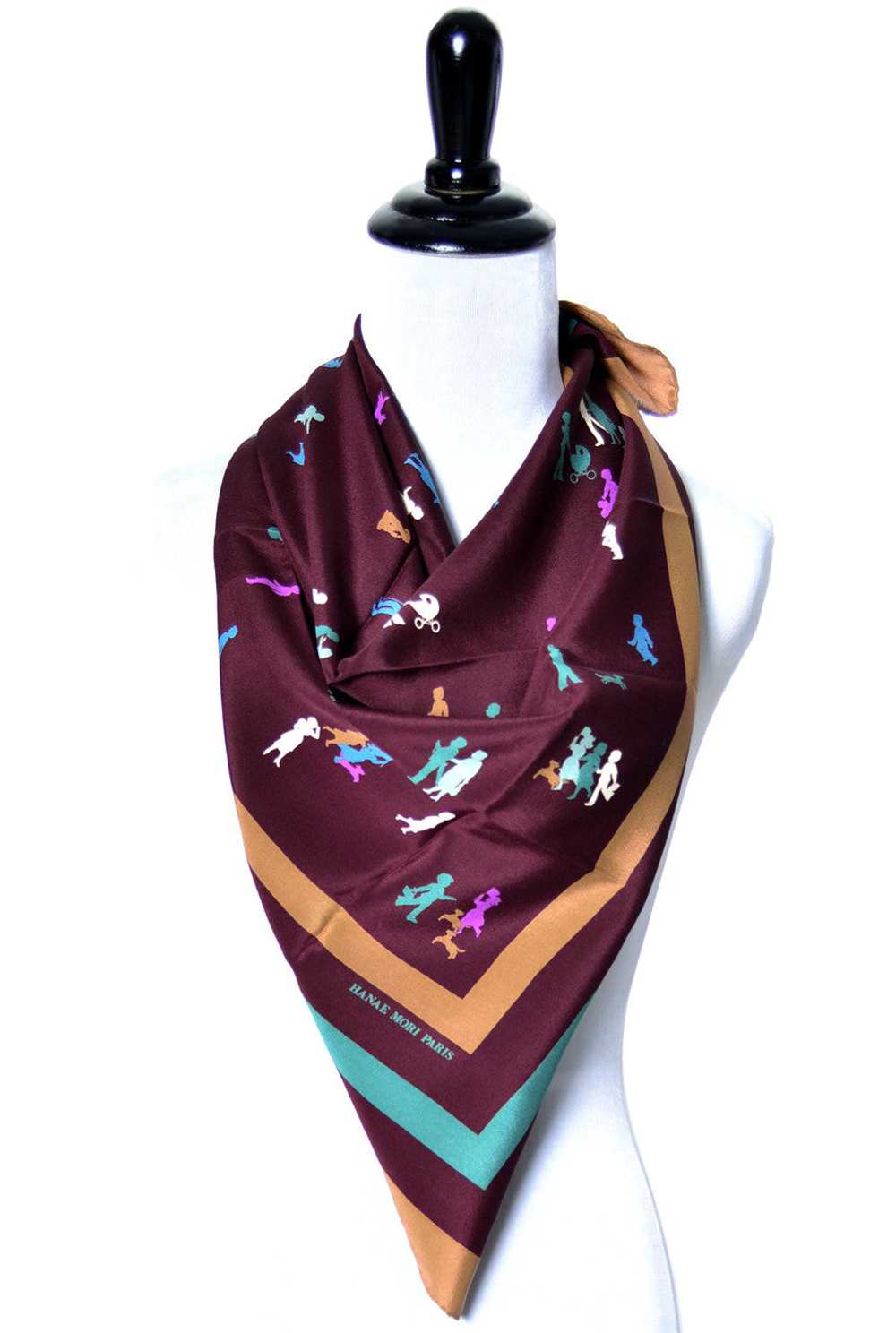 Hanae Mori Designer silk novelty print scarf - image 2