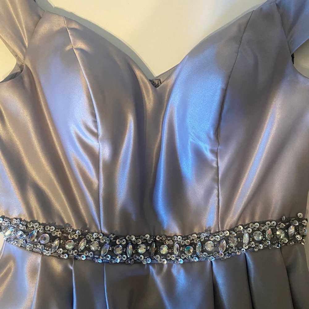Silver Satin Dance or Prom Dress - image 1