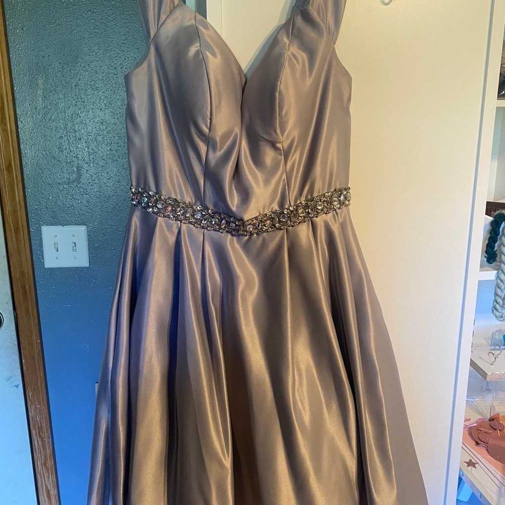 Silver Satin Dance or Prom Dress - image 2