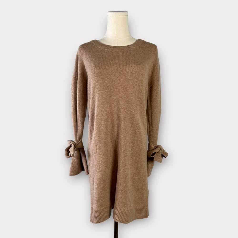 Madewell Tie-Cuff Merino Wool Sweater Dress Tan S… - image 2