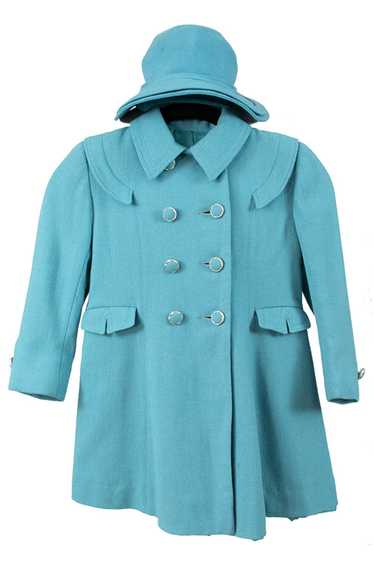 Late 1940s vintage children's blue coat and hat