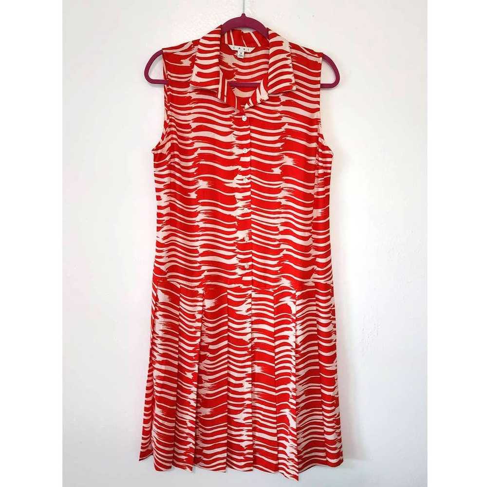 Cabi 281 Brushstroke Dress Red & White - image 3