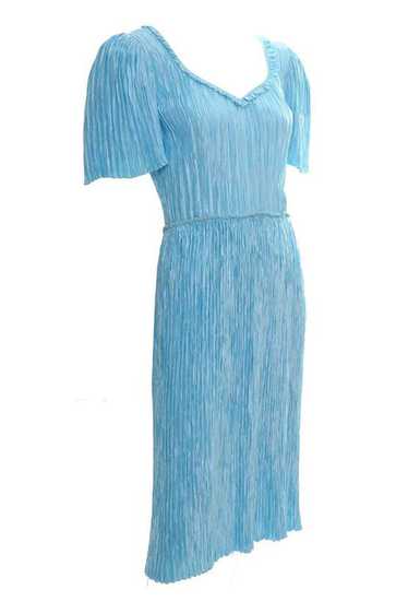 Mary McFadden Couture Blue Pleated Vintage Dress S