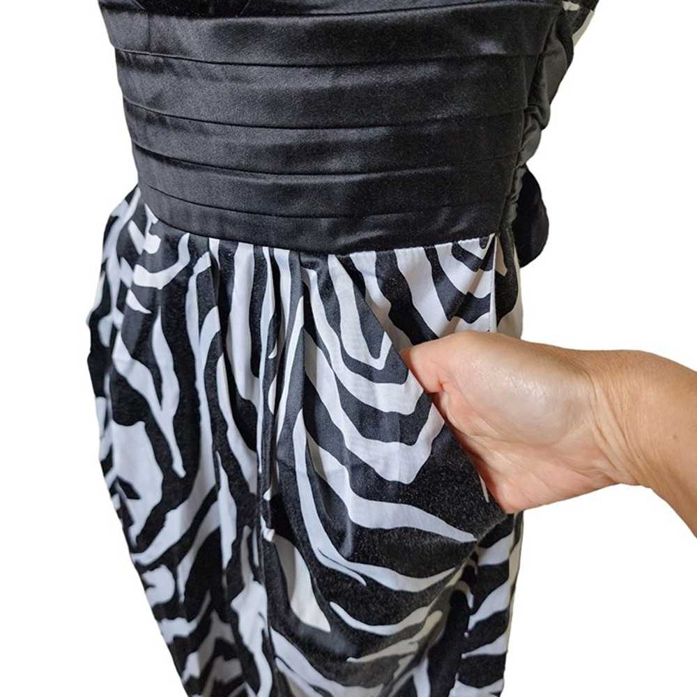 Vintage 90s Y2K Zebra Strapless Mini Dress Womens… - image 2