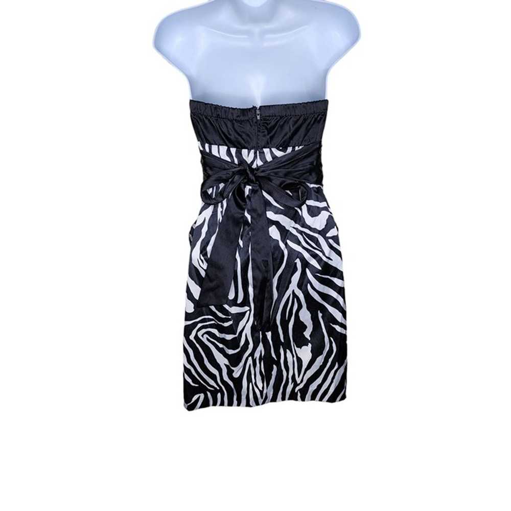 Vintage 90s Y2K Zebra Strapless Mini Dress Womens… - image 3