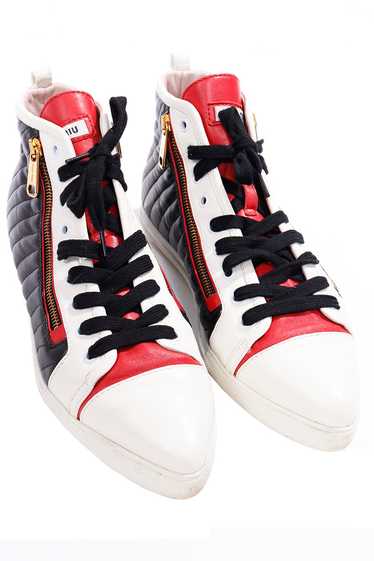 Miu Miu Red White & Black Pointed Toe High Top Nap