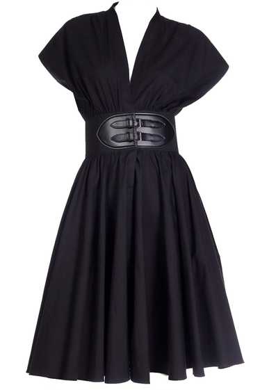 Modern Alaia Black Cotton Poplin Dress With Attach