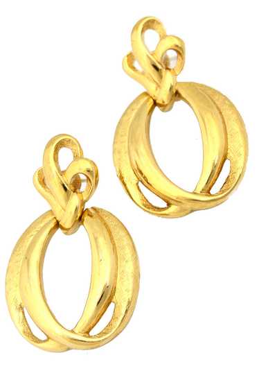Monet Vintage Gold Pierced Earrings