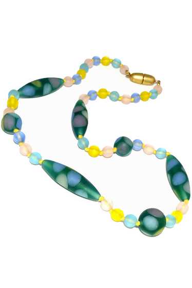 Murano Glass bead vintage necklace oval polka dots