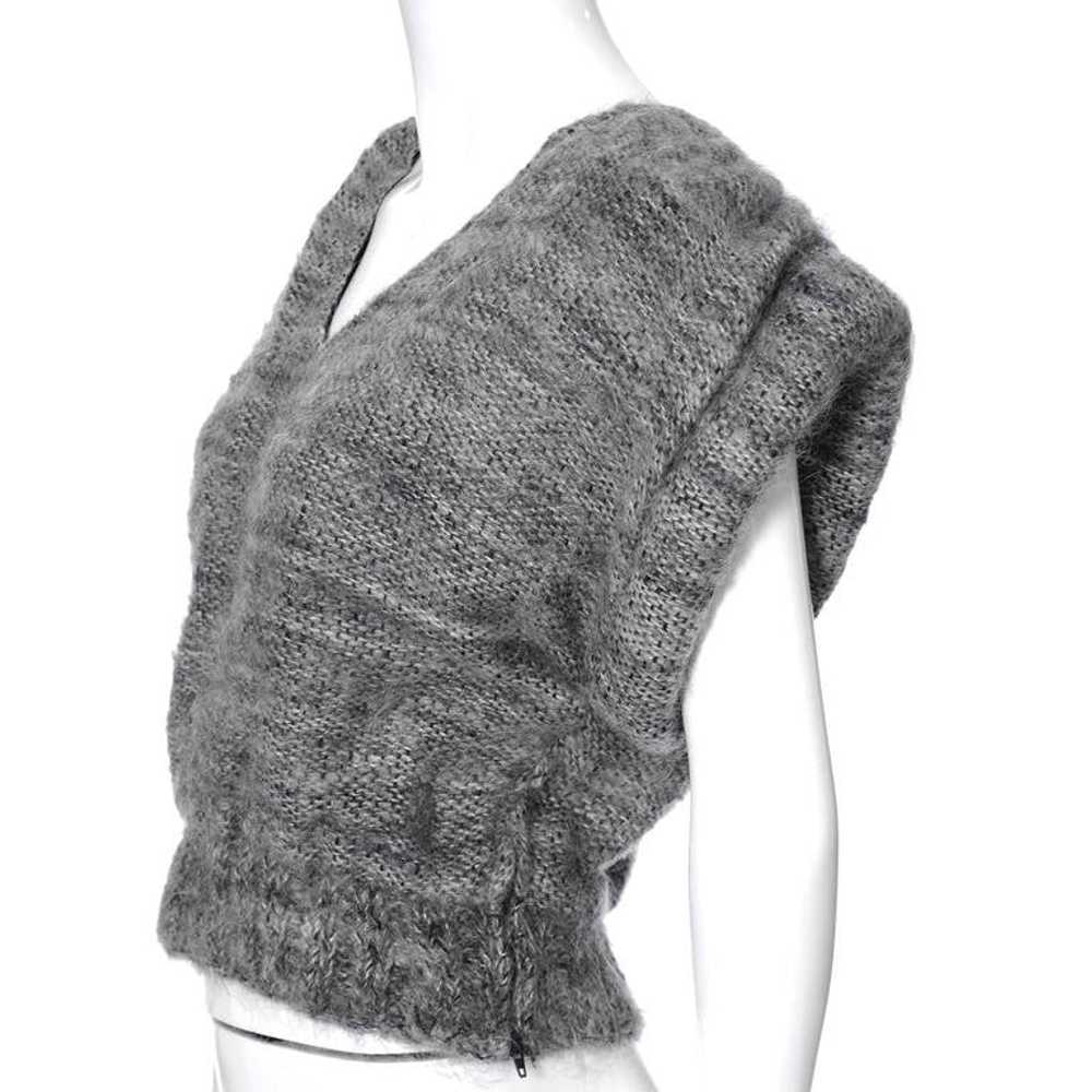 Nikos Handwoven Gray Wool Vintage V Neck Sweater … - image 3