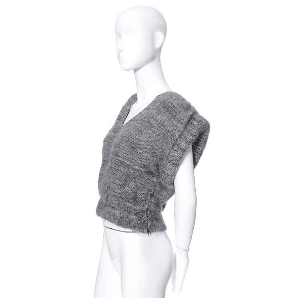 Nikos Handwoven Gray Wool Vintage V Neck Sweater … - image 5